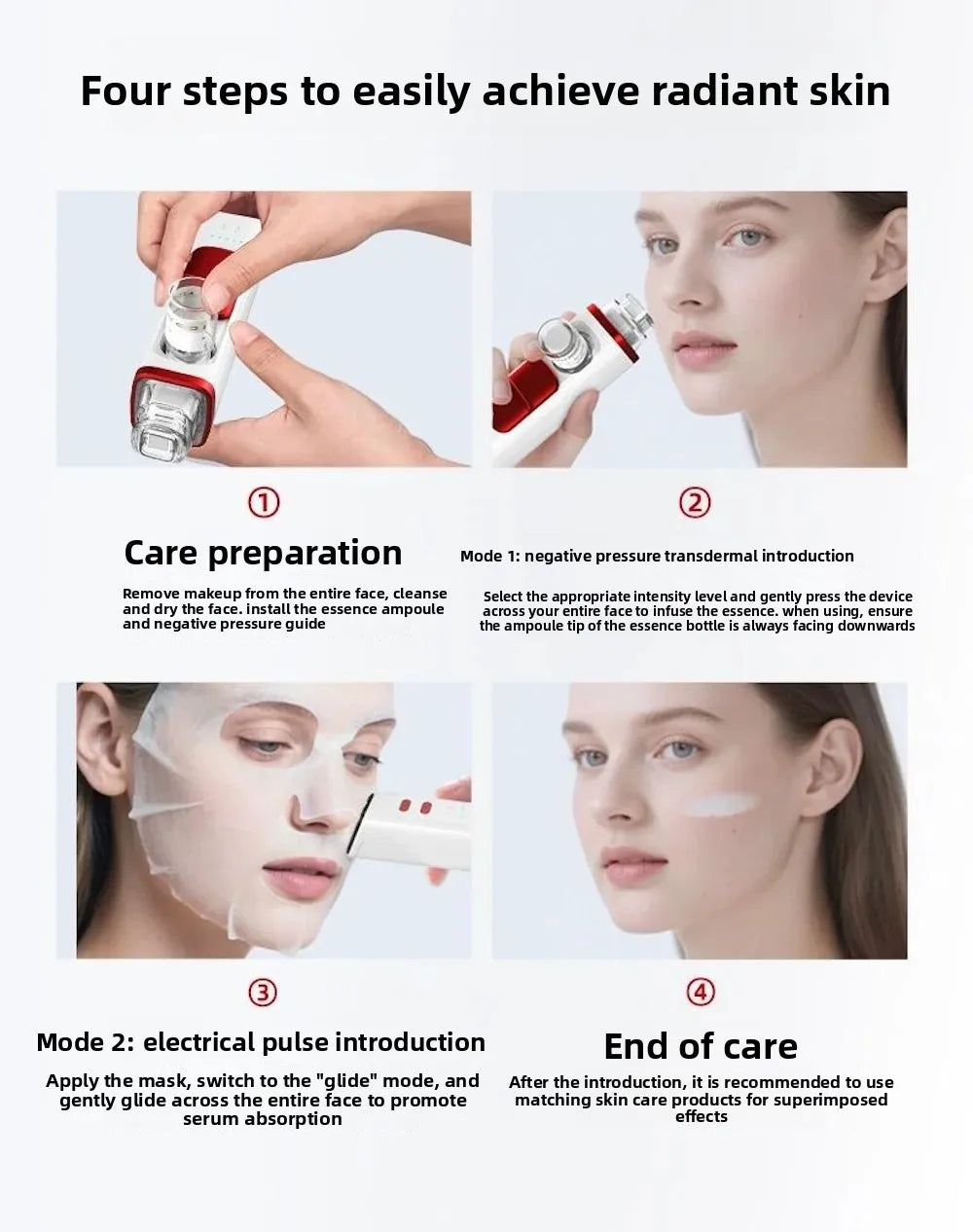 Professional Mesotherapy Gun for Facial Skin Care, Double-headed Negative Pressure Conductive Pulse To Revitalize The Skin