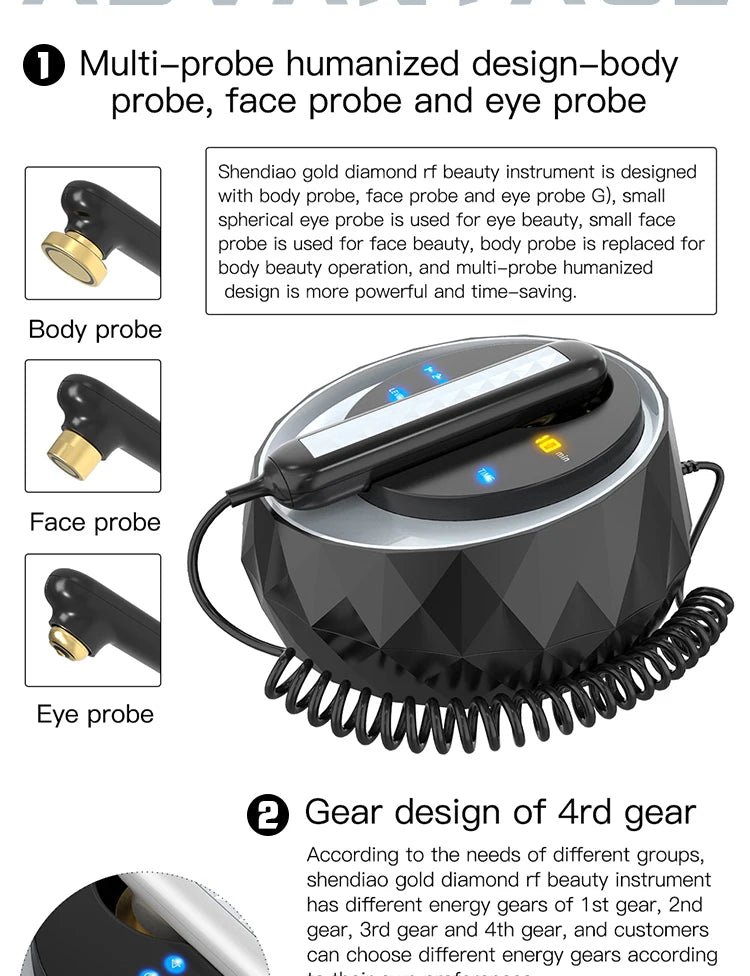 Portable RF Skin Tightening Device Radio Frequency Wrinkle Reduction Anti Aging Facial Skincare Machine for Home Use