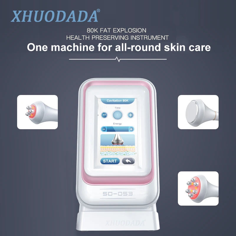 80K 3 in 1 Cavitation Ultrasonic Body Slimming Machine Multi-Polar Frequency Anti-Wrinkle Rejuvenation Skin Lift Tighten Device