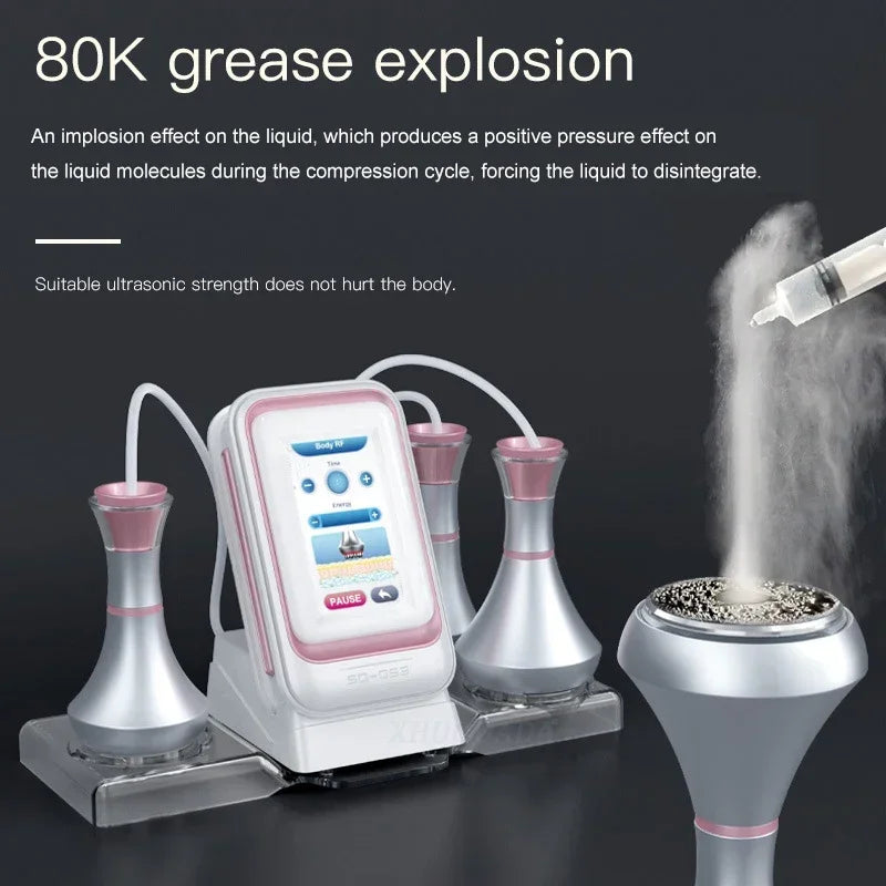 80K 3 in 1 Cavitation Ultrasonic Body Slimming Machine Multi-Polar Frequency Anti-Wrinkle Rejuvenation Skin Lift Tighten Device