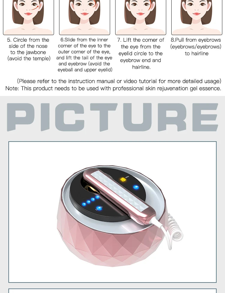 Portable RF Skin Tightening Device Radio Frequency Wrinkle Reduction Anti Aging Facial Skincare Machine for Home Use