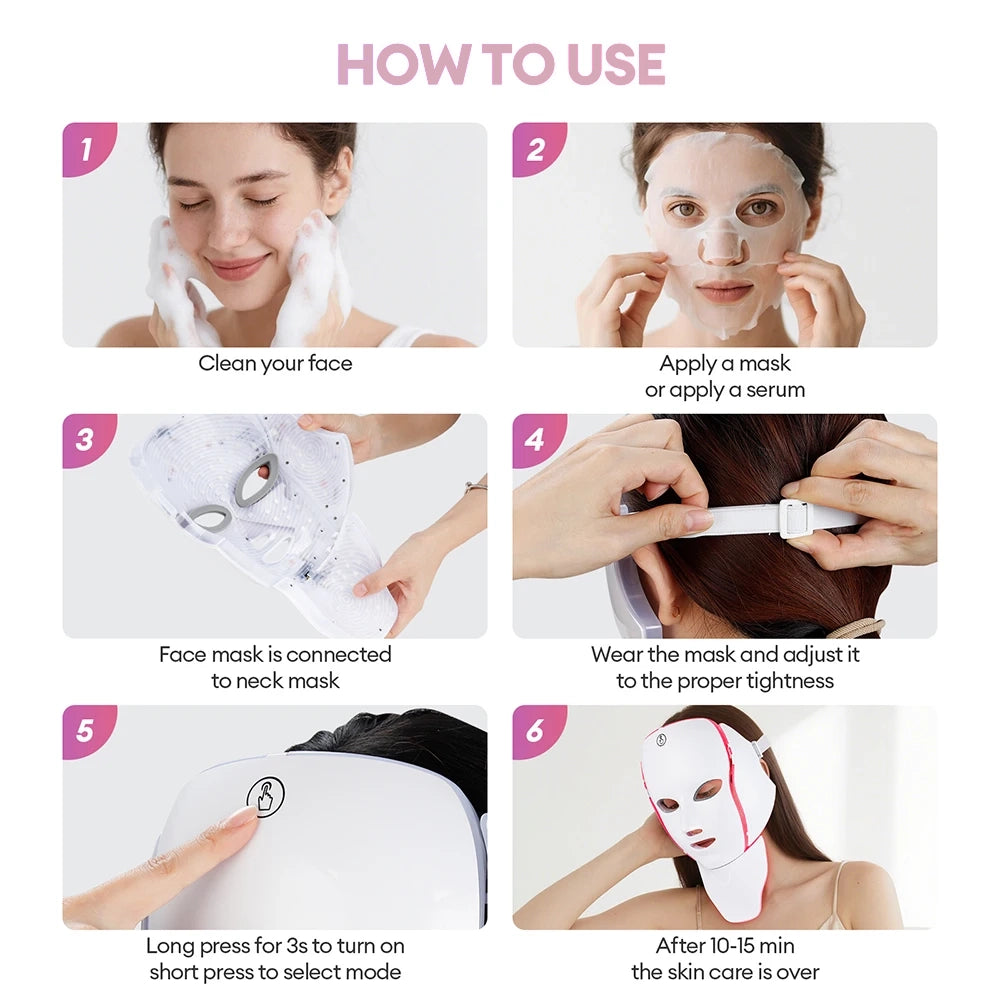 EternaGlow™ Premium Wireless 7-Color LED Light Therapy Mask (2 in 1 • Face + Neck)