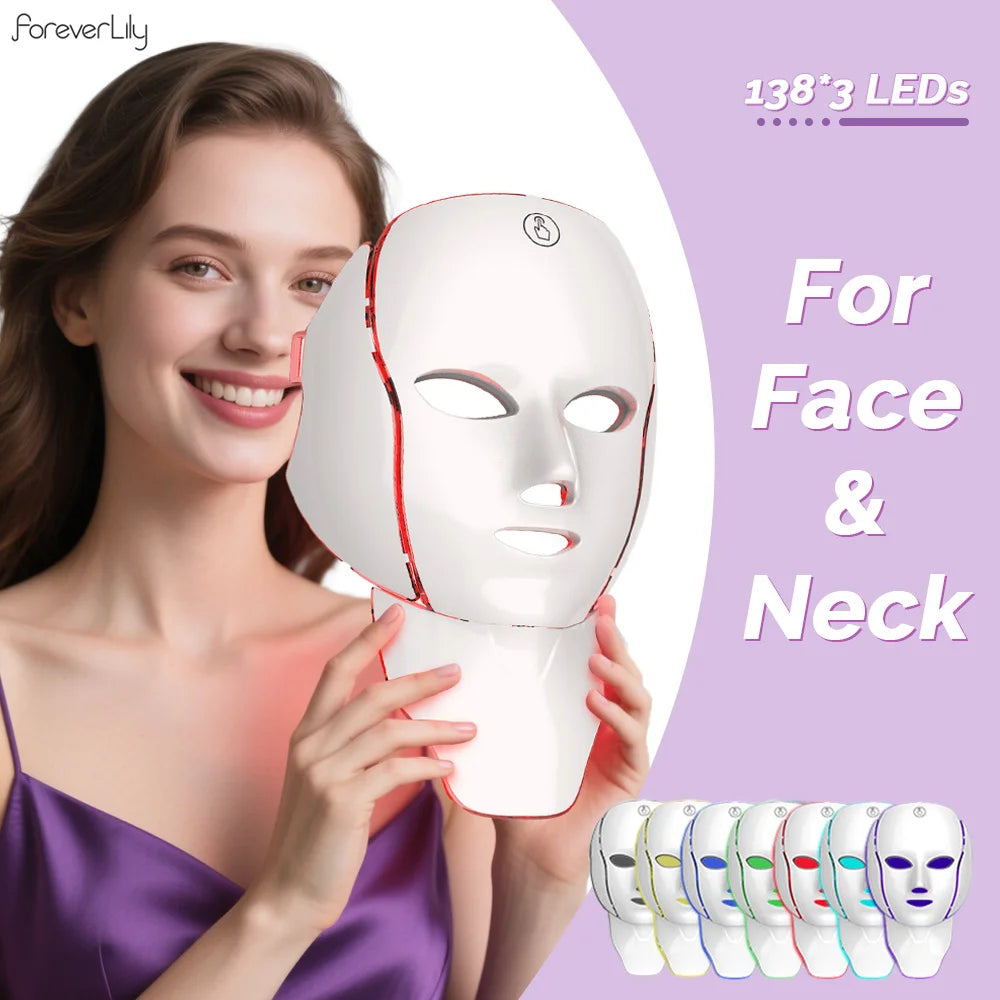EternaGlow™ Premium Wireless 7-Color LED Light Therapy Mask (2 in 1 • Face + Neck)